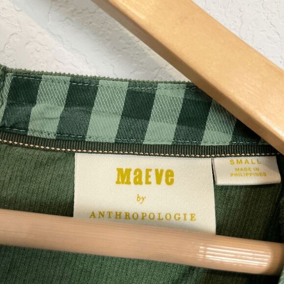 Anthropologie Maeve Green Maria babydoll Button-Back Blouse Women's Size Small - Picture 5 of 5
